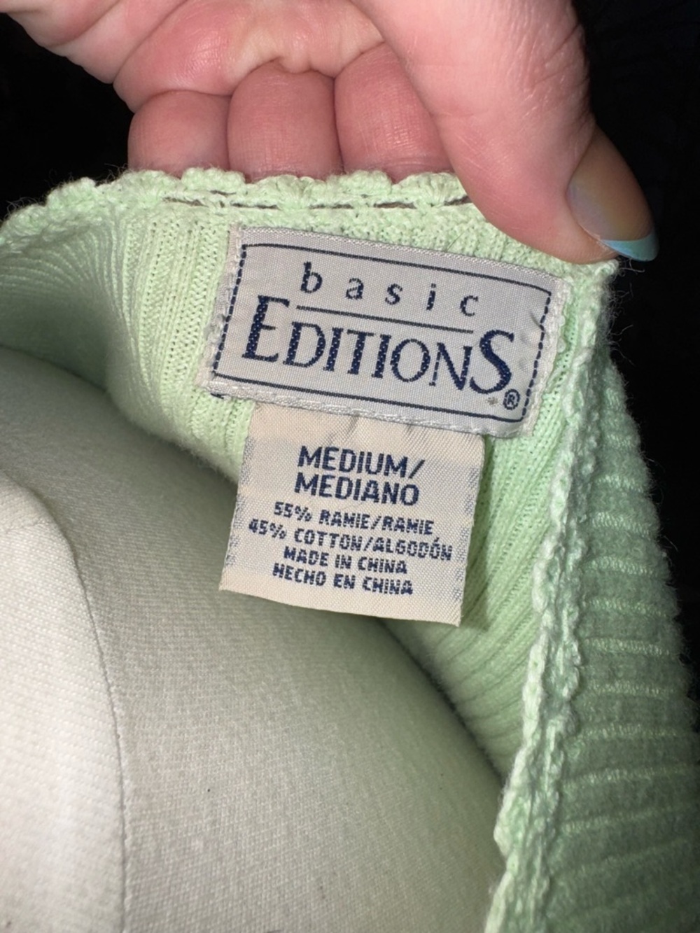 Basic Editions Light Green Ribbed Tank with Front Buttons - Picture 2 of 3